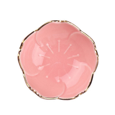 Japoniško stiliaus keraminiai gėlių patiekalai, pagardinimo dubuo Sakura keraminis indas, žiedas, lėkštė, padažas, patiekalas, virtuvės reikmenys