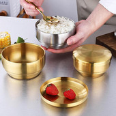 Europietiškas dvisluoksnis nerūdijančio plieno ryžių dubuo, apsaugantis nuo nuplikimo ramen vakarienės dubenys Virtuvės stalo reikmenys Šviežios laikymo reikmenys