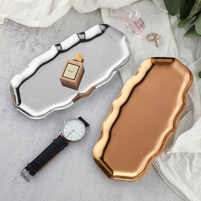 Korėjietiško stiliaus INS Wind nerūdijančio plieno papuošalų padėklas stalinis laikymo lėkštė Kosmetika papuošalų plokštė metalinis padėklas Didmeninė prekyba