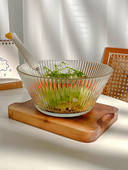 Διαφανές μπολ σαλάτας Γυάλινο Στρογγυλό Σετ οικιακής χρήσης σε ιαπωνικό στυλ Δημιουργικό κέικ φρούτων ριγέ προμήθειες κουζίνας