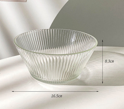 Skaidrus salotų dubuo Japoniško stiliaus stiklinis apvalus buitinių indų rinkinys Kūrybiškas vaisių desertinis pyragas dryžuotas virtuvės reikmenys