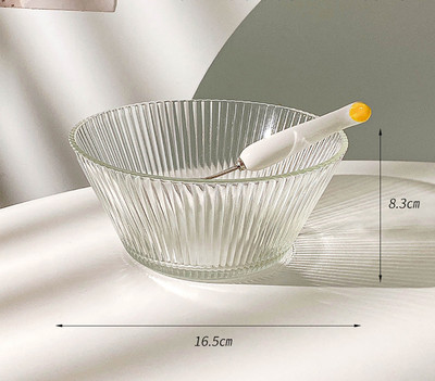 Skaidrus salotų dubuo Japoniško stiliaus stiklinis apvalus buitinių indų rinkinys Kūrybiškas vaisių desertinis pyragas dryžuotas virtuvės reikmenys