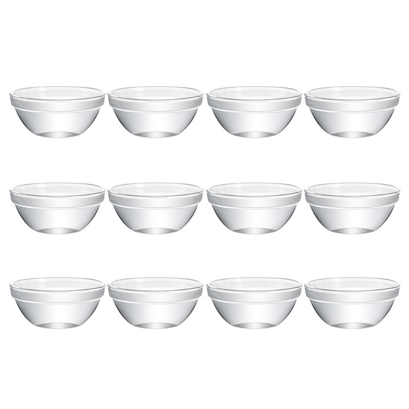 12 vnt stiklinių dubenėlių rinkinys apvalūs desertiniai indai Stikliniai mažyčiai ramekinai