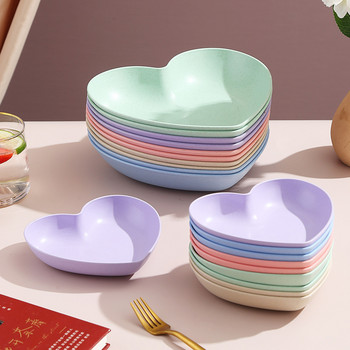 1PCS Love Heart Spit Bone Dish Домакинска хранителна пластмасова тава Плодова чиния Плоча за торта Ястие с кости Маса за хранене Чиния за боклук