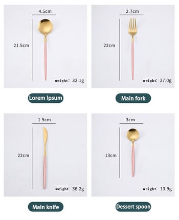 20бр. Златен комплект прибори за хранене Комплект прибори от неръждаема стомана Огледало Сребърни прибори Нож Вилица Лъжица Сервизи Комплект прибори Може да се мие в съдомиялна машина
