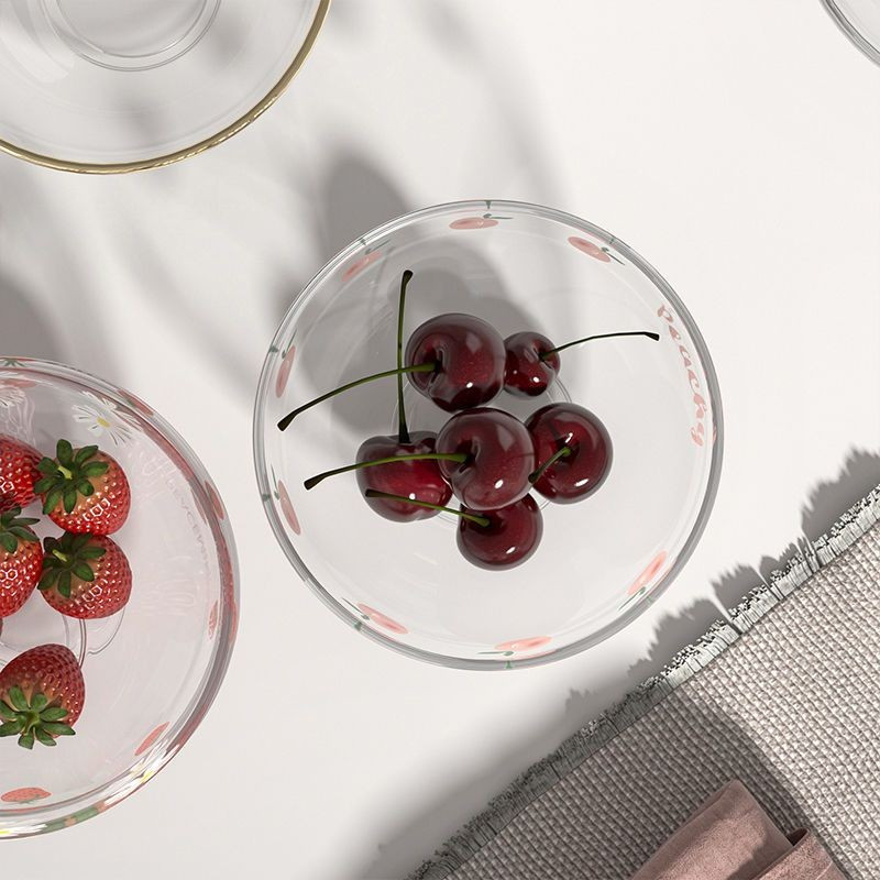 Koreai egyszerű, átlátszó üvegtál Kreatív gyümölcssalátatál Reggeli tál Desszert Madárfészek tál