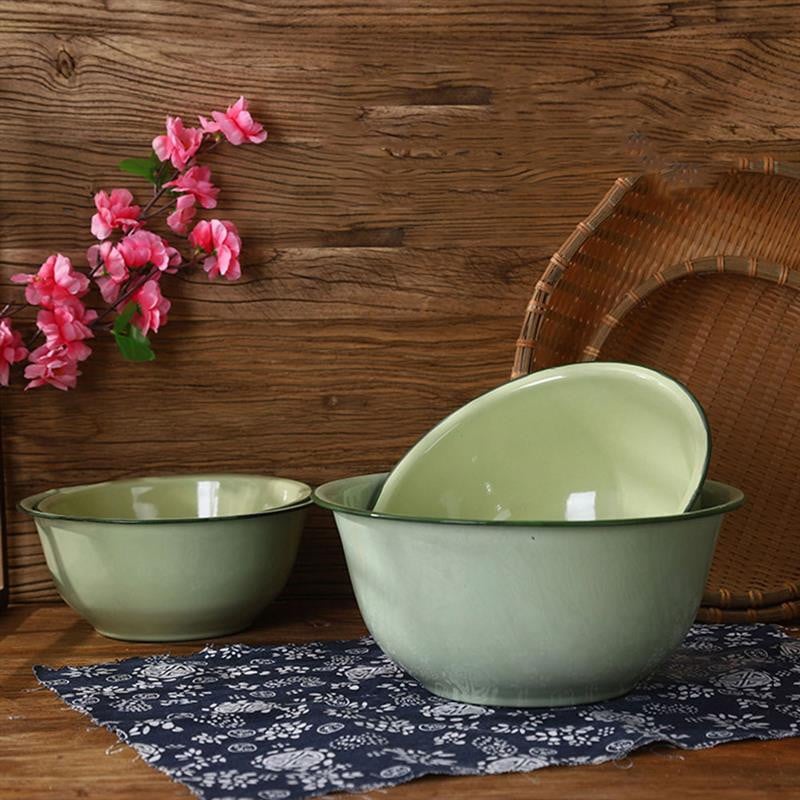 Salátatároló tál Élelmiszer Retro Keverőtálak Vintage Zománcos Tál Kellékek Medence Vastag Konyha Felszolgálás Gyümölcs