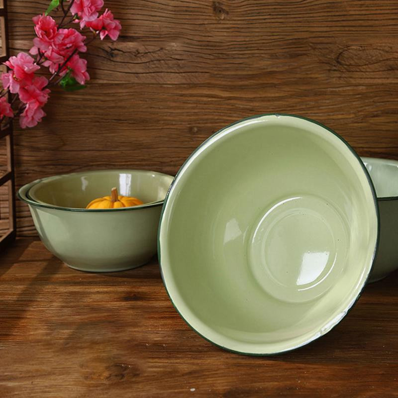 Salátatároló tál Élelmiszer Retro Keverőtálak Vintage Zománcos Tál Kellékek Medence Vastag Konyha Felszolgálás Gyümölcs