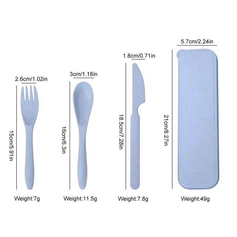 Σετ σκευών ταξιδιού με θήκη από άχυρο σιταριού επαναχρησιμοποιήσιμο κουτάλι Chopstick πιρούνι φορητό σετ μαχαιροπήρουνων κάμπινγκ για πικ-νικ ταξιδιού για παιδιά ενήλικες