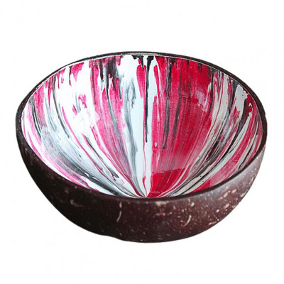 Zdjela s kokosom u šarenim crtama Organske zdjelice za slatkiše Kompaktne ručno oslikane ljuske kokosa Nježne glatke prirodne zdjelice za djecu