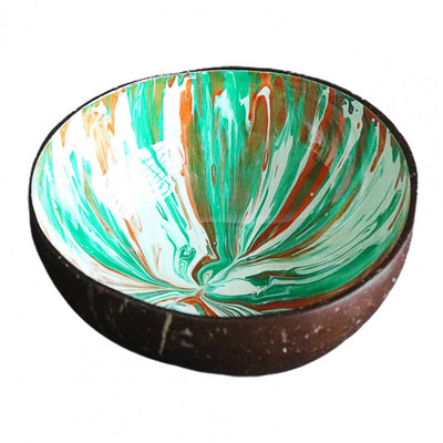 Zdjela s kokosom u šarenim crtama Organske zdjelice za slatkiše Kompaktne ručno oslikane ljuske kokosa Nježne glatke prirodne zdjelice za djecu