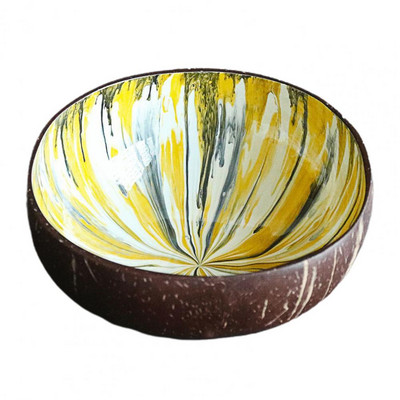 Zdjela s kokosom u šarenim crtama Organske zdjelice za slatkiše Kompaktne ručno oslikane ljuske kokosa Nježne glatke prirodne zdjelice za djecu