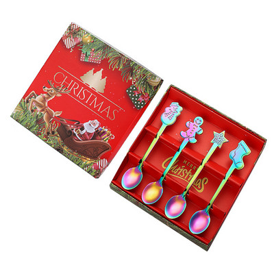 4vnt/rinkinys Aukštos kokybės kalėdinių stalo įrankių rinkinys nerūdijančio plieno raudonas žalias indai Peilis šakutė Šaukštas stalo įrankiai virtuvės maistas 45a