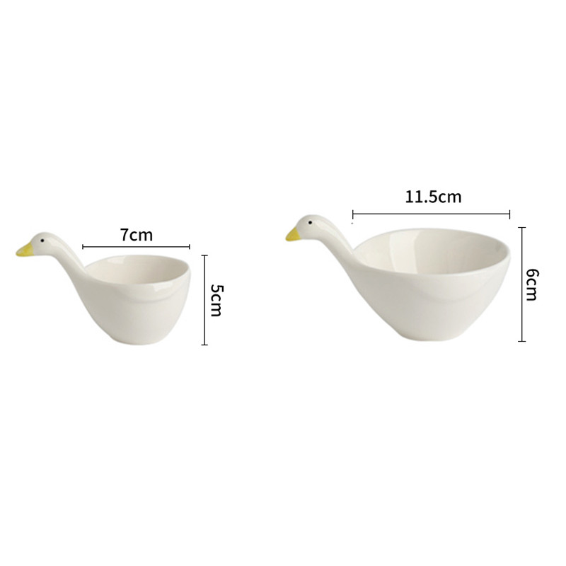 Χαριτωμένο κεραμικό μπολ σε σχήμα χήνας με λαβή για σνακ Επιδόρπιο σάλτσα Παιδικό φαγητό Πιάτα σερβιρίσματος Επιτραπέζια σκεύη Kawaii