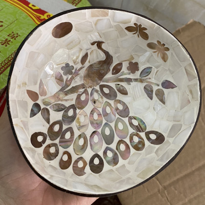 Lehtglasuuriga kaunistatud kookosekauss naturaalsest puidust salatiroog Originaalse disainiga puuviljakonteiner lauanõud köögiarmastajale kingituseks