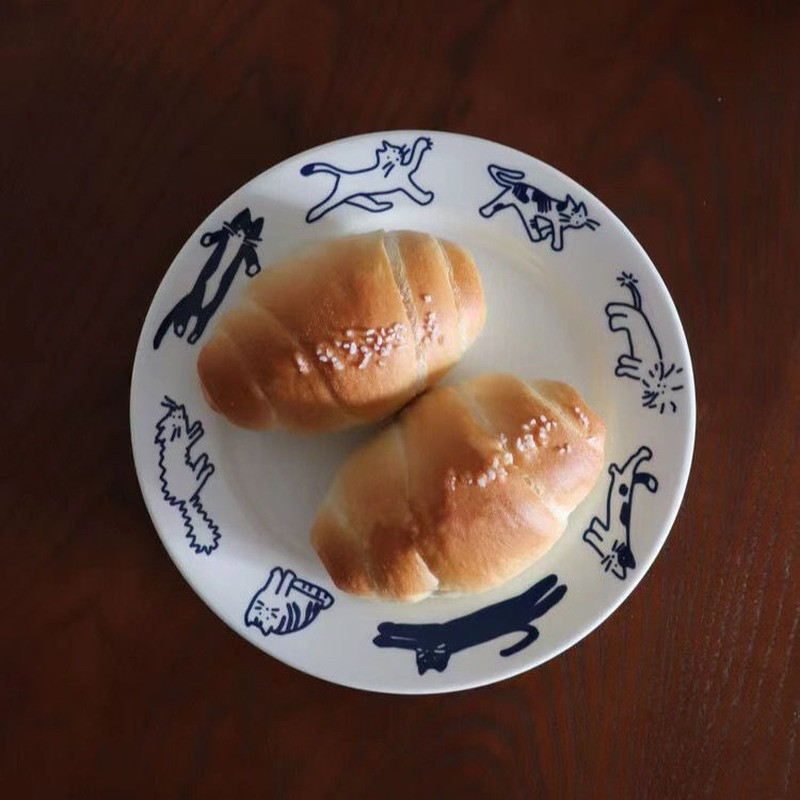 Beating Kitten Blue keraamiline hommikusöögitaldrik Korea stiilis retro magustoit Lääne toidutaldrik Armas tüdruku süda Prantsuse taldrik