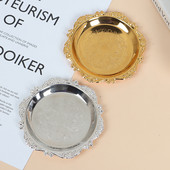 Sidabrinė auksinė geležies padėklo blizgi lėkštė dekoravimui, savitarnos vaisinių pyragų vakarėliams reikmenys Desertų smulkmenoms laikymo lėkštės