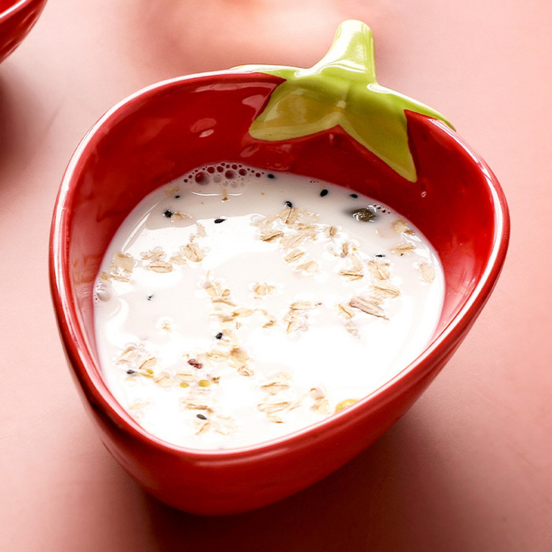 Ins keraamiline teraviljakauss Armas maasikadisain portselanist serveerimiskauss salatikauss Hommikusöögikaerahelbed köök teraviljast riisisupi kauss