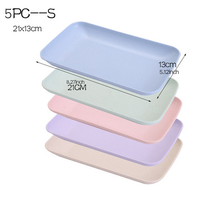 5 vnt kviečių šiaudų lėkštės Nedūžtantis daugkartinio naudojimo lėkščių rinkinys Puikus vakarienės patiekalų kaulų surinkimo lėkštės stalo reikmenys namų virtuvei