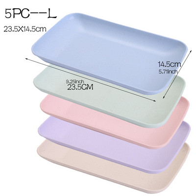 5 vnt kviečių šiaudų lėkštės Nedūžtantis daugkartinio naudojimo lėkščių rinkinys Puikus vakarienės patiekalų kaulų surinkimo lėkštės stalo reikmenys namų virtuvei