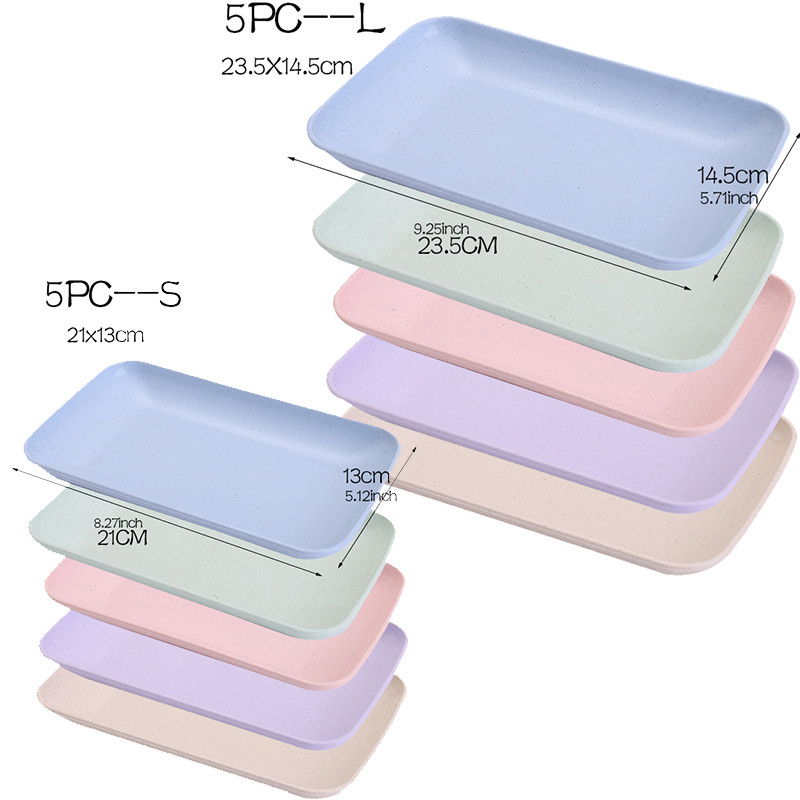 5 vnt kviečių šiaudų lėkštės Nedūžtantis daugkartinio naudojimo lėkščių rinkinys Puikus vakarienės patiekalų kaulų surinkimo lėkštės stalo reikmenys namų virtuvei