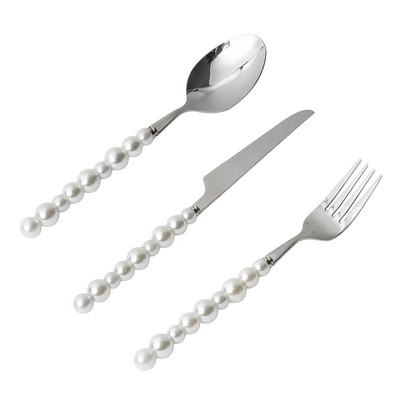 Prabangus perlų stalo įrankių rinkinys Vakarų nerūdijančio plieno stalo reikmenys Vestuvių vakarienės reikmenys peilis šakutė šaukštas arbatinis šaukštelis