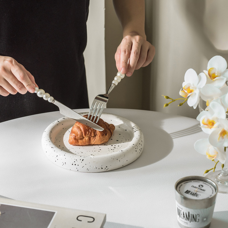 Prabangus perlų stalo įrankių rinkinys Vakarų nerūdijančio plieno stalo reikmenys Vestuvių vakarienės reikmenys peilis šakutė šaukštas arbatinis šaukštelis