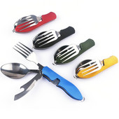 4 viename lauko stalo reikmenų rinkiniai kempingams maisto gaminimo reikmenys nerūdijančio plieno šaukštų sulankstymo rinkiniai namų iškylai žygiams kelionių įrankiai