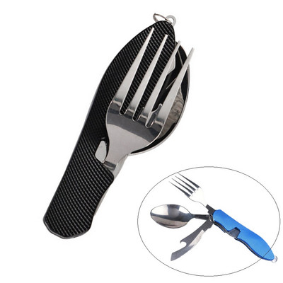 4 viename lauko stalo reikmenų rinkiniai kempingams maisto gaminimo reikmenys nerūdijančio plieno šaukštų sulankstymo rinkiniai namų iškylai žygiams kelionių įrankiai