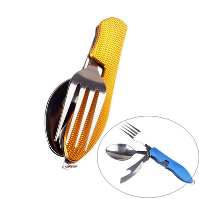 4 viename lauko stalo reikmenų rinkiniai kempingams maisto gaminimo reikmenys nerūdijančio plieno šaukštų sulankstymo rinkiniai namų iškylai žygiams kelionių įrankiai