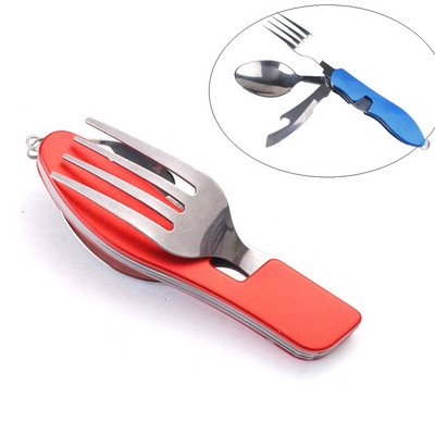 4 viename lauko stalo reikmenų rinkiniai kempingams maisto gaminimo reikmenys nerūdijančio plieno šaukštų sulankstymo rinkiniai namų iškylai žygiams kelionių įrankiai