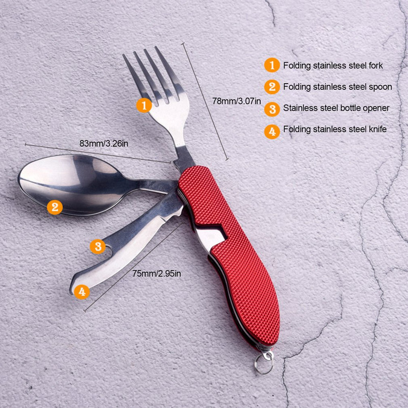 4 viename lauko stalo reikmenų rinkiniai kempingams maisto gaminimo reikmenys nerūdijančio plieno šaukštų sulankstymo rinkiniai namų iškylai žygiams kelionių įrankiai