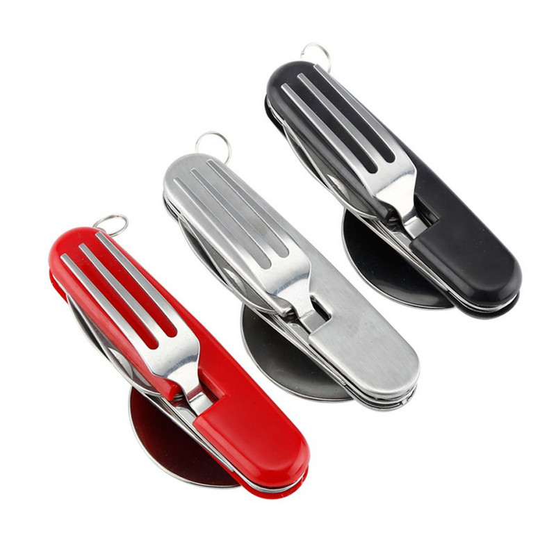 4 viename lauko stalo reikmenų rinkiniai kempingams maisto gaminimo reikmenys nerūdijančio plieno šaukštų sulankstymo rinkiniai namų iškylai žygiams kelionių įrankiai