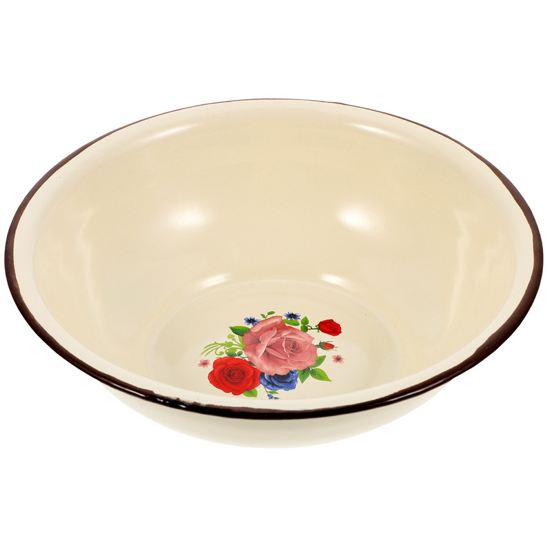 Zománcos mosdókagyló Retro Mosó Baba Fém Háztartási Keverőtál Vintage Gyümölcsfedő Sűrített Leves