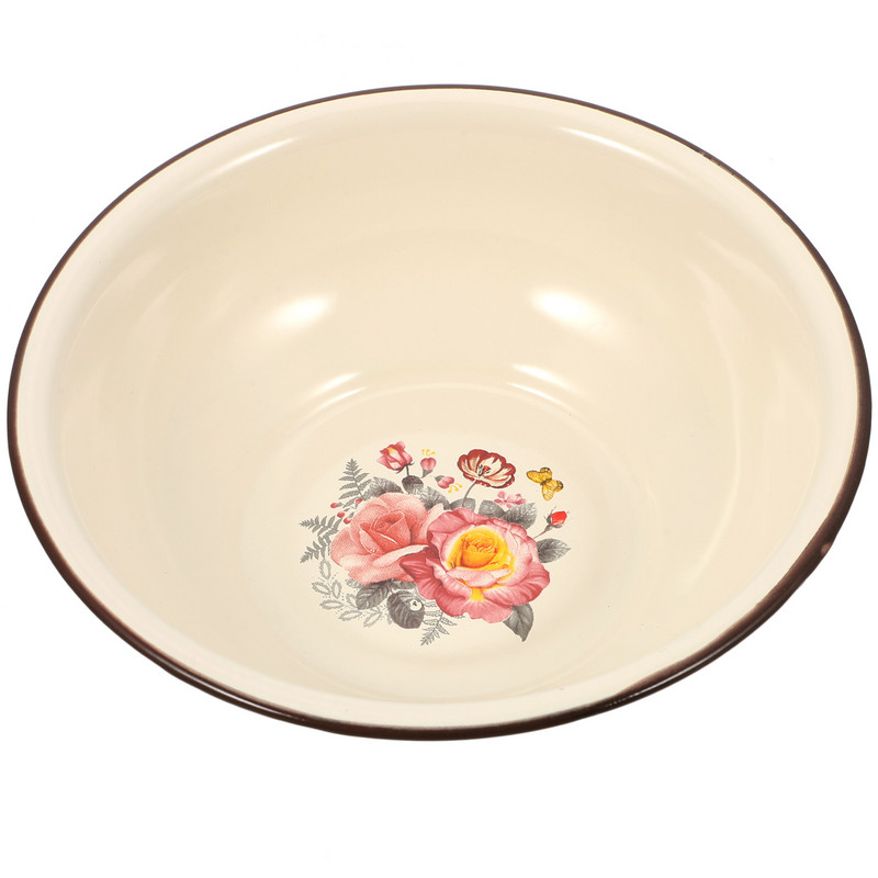 Zománcos mosdókagyló Retro Mosó Baba Fém Háztartási Keverőtál Vintage Gyümölcsfedő Sűrített Leves