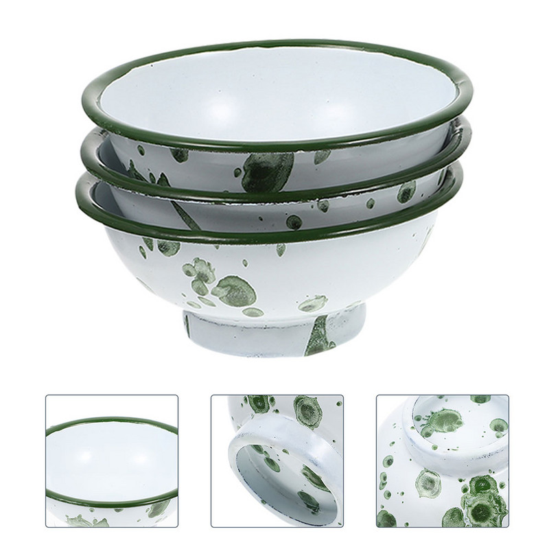 6 τμχ Vintage σμάλτο Μπολ Μπολ σερβιρίσματος με ρύζι Κεραμικά πιάτα δείπνου Σνακ Θήκη για σούπα κουζίνας Κόκκινη Παιδική σαλάτα