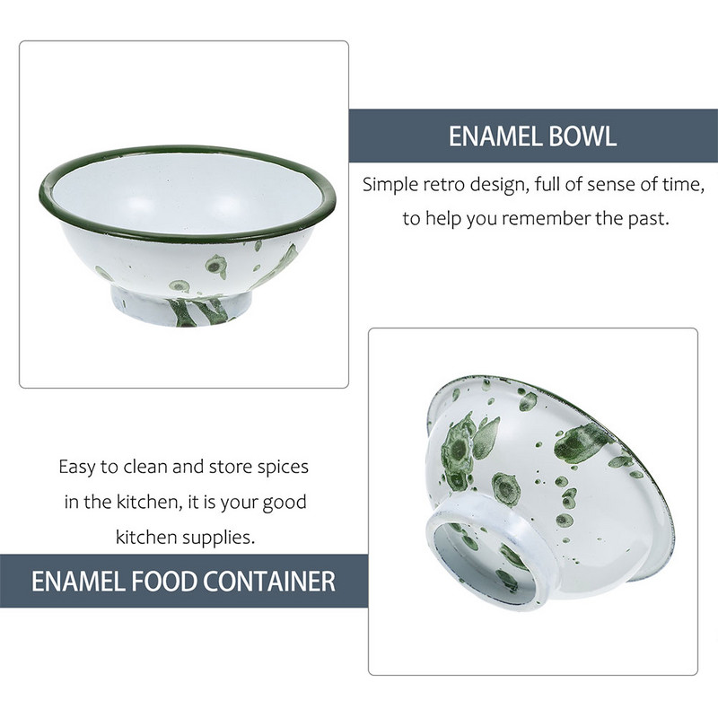 6 τμχ Vintage σμάλτο Μπολ Μπολ σερβιρίσματος με ρύζι Κεραμικά πιάτα δείπνου Σνακ Θήκη για σούπα κουζίνας Κόκκινη Παιδική σαλάτα