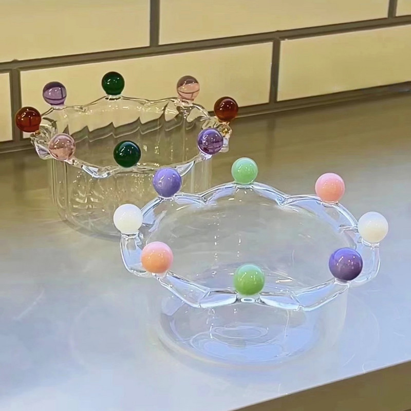 Karūninis dubuo salotų dubuo mielas dubuo vaisių lėkštės patiekalas stiklinis dubuo Užkandžių saldainių pyragas dubuo ledų puodelis vaisių dubuo Namų dekoro saugojimas