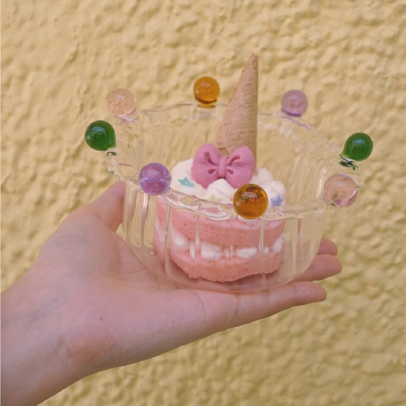 Karūninis dubuo salotų dubuo mielas dubuo vaisių lėkštės patiekalas stiklinis dubuo Užkandžių saldainių pyragas dubuo ledų puodelis vaisių dubuo Namų dekoro saugojimas