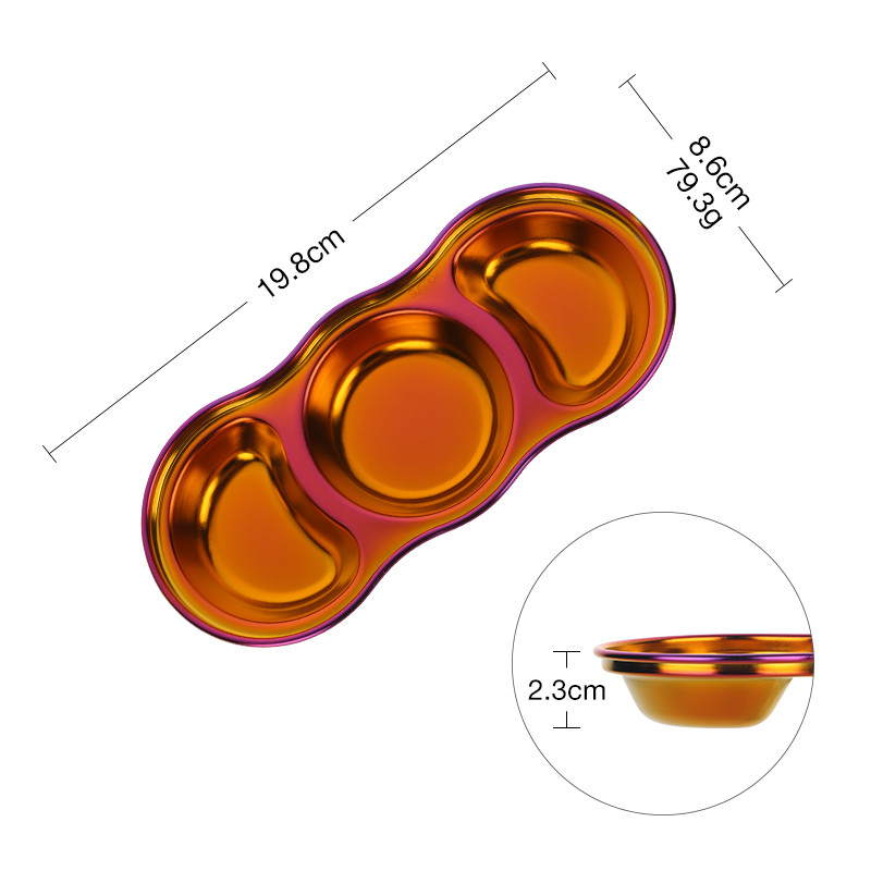 Νέα από ανοξείδωτο χάλυβα Κορεάτικη σάλτσα σαλάτας Πιάτα Μπολ φαγητού Μπολ για καρυκεύματα Ξεχωριστός δίσκος για σνακ ξύδι Επιτραπέζια σκεύη κουζίνας