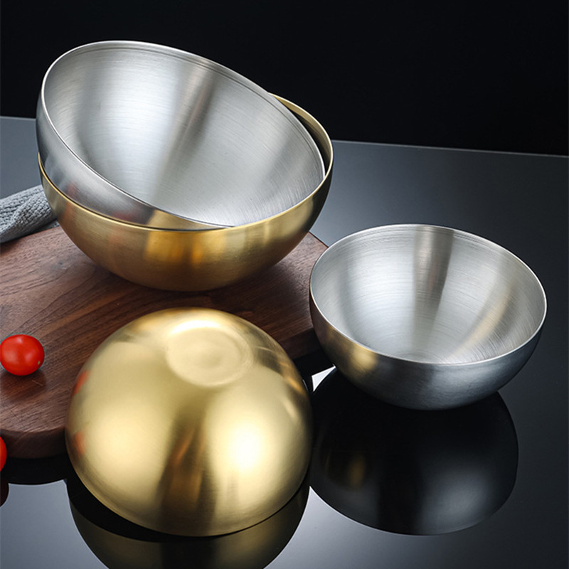 1 tk Creative roostevabast terasest salat rameni ühekihiline kööginõud nuudlikauss Korea lauanõud supp puuviljad kuldsed kausid