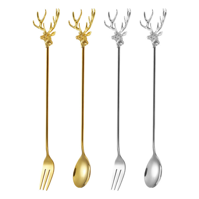 Milu Elnias Kavos pyragas Šaukštas Šakė Deserto Šaukštai Maišymas Šaukštelis Ledai Šaukštas Vaisių Šakutė Virtuvės reikmenys Nerūdijantis plienas