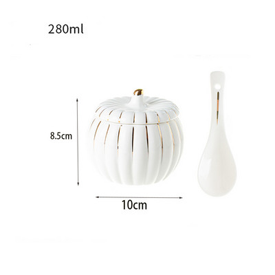 Aukštos klasės auksinis moliūgo formos keraminis sriubos dubuo su dangteliu Mažas ryžių dubuo virtuvės indai Vaisių salotų dubuo Desertinės sriubos dubenys