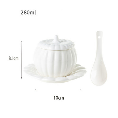 Aukštos klasės auksinis moliūgo formos keraminis sriubos dubuo su dangteliu Mažas ryžių dubuo virtuvės indai Vaisių salotų dubuo Desertinės sriubos dubenys