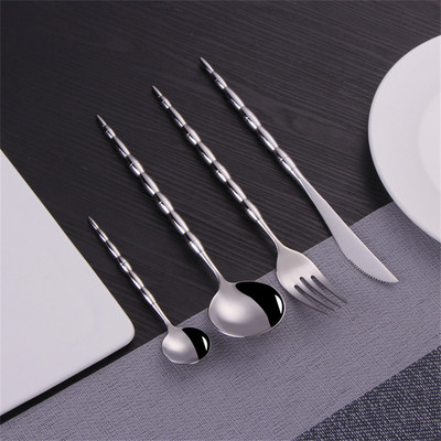 Nerūdijančio plieno kepsnių peilis šakutė šaukštas arbatinis šaukštelis auksinis ir sidabrinis šaukštas šakutės nešiojamų stalo įrankių rinkinys virtuvės indai