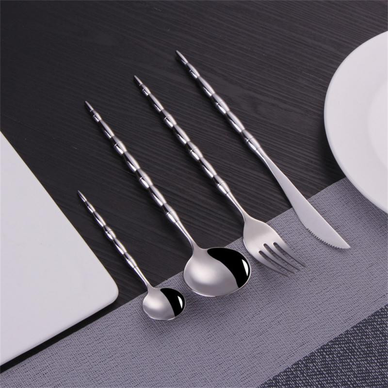 Nerūdijančio plieno kepsnių peilis šakutė šaukštas arbatinis šaukštelis auksinis ir sidabrinis šaukštas šakutės nešiojamų stalo įrankių rinkinys virtuvės indai