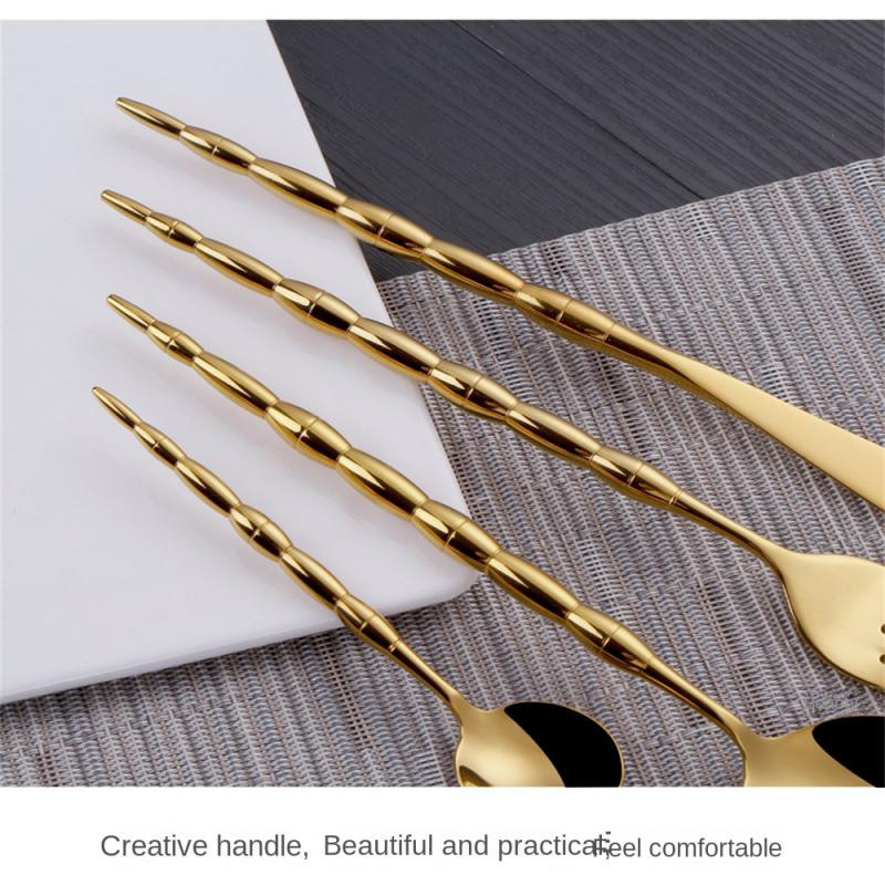 Nerūdijančio plieno kepsnių peilis šakutė šaukštas arbatinis šaukštelis auksinis ir sidabrinis šaukštas šakutės nešiojamų stalo įrankių rinkinys virtuvės indai