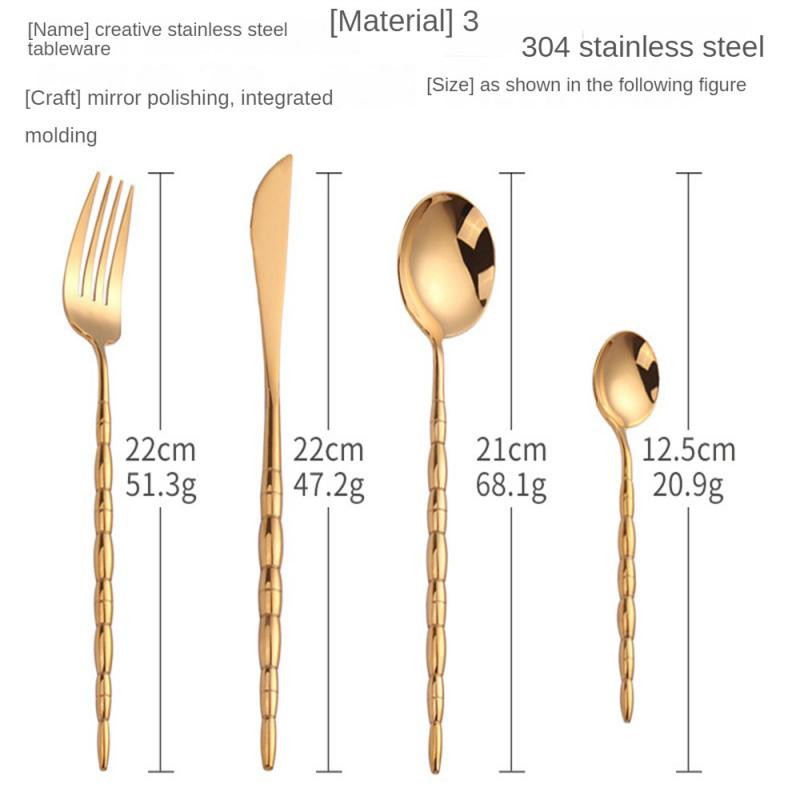 Nerūdijančio plieno kepsnių peilis šakutė šaukštas arbatinis šaukštelis auksinis ir sidabrinis šaukštas šakutės nešiojamų stalo įrankių rinkinys virtuvės indai