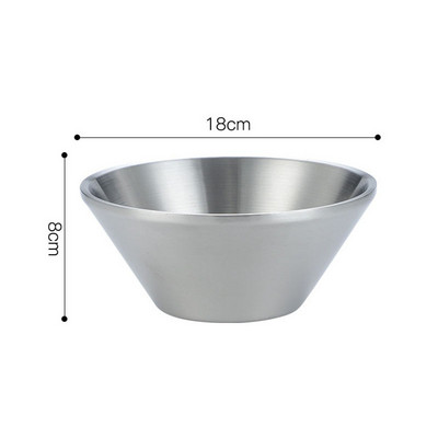 Dviejų sluoksnių V formos ryžių salotų dubuo korėjietiškas 304 nerūdijančio plieno ramen makaronų dubenys, apsaugantys nuo nuplikimo virtuvės reikmenys