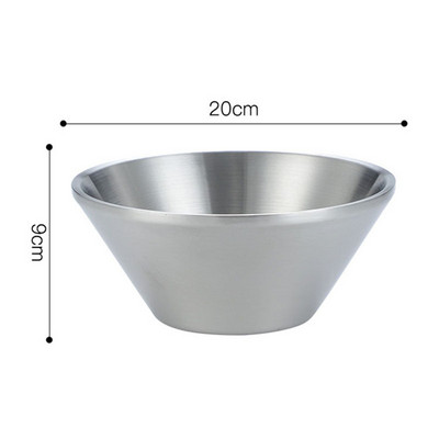 Dviejų sluoksnių V formos ryžių salotų dubuo korėjietiškas 304 nerūdijančio plieno ramen makaronų dubenys, apsaugantys nuo nuplikimo virtuvės reikmenys